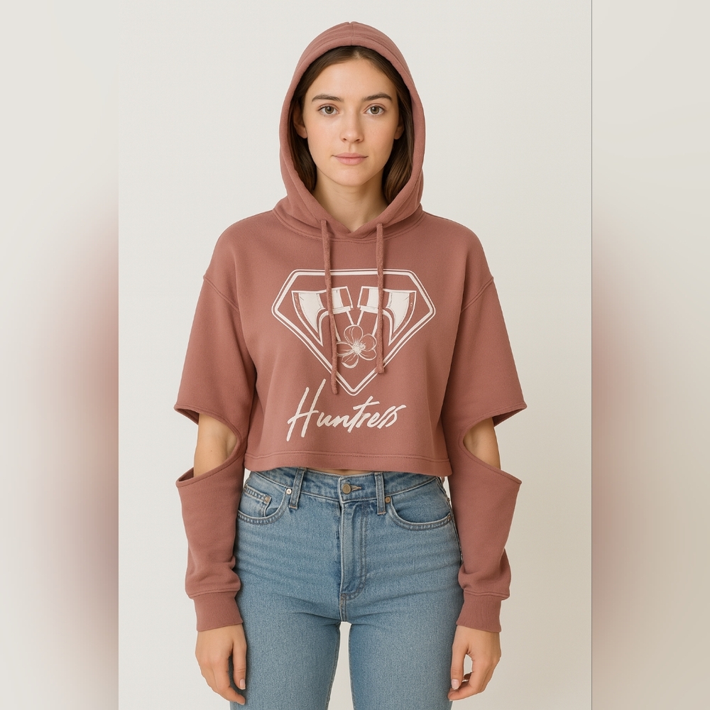Bella canvas cut out elbow pink fleece hoodie S